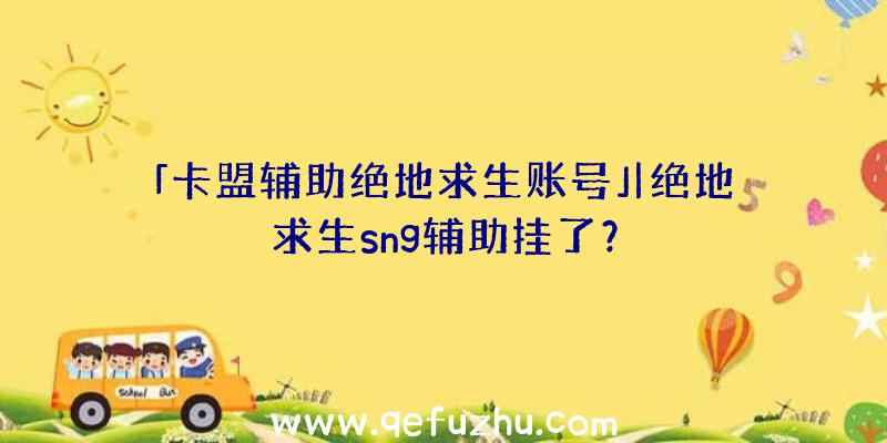 「卡盟辅助绝地求生账号」|绝地求生sng辅助挂了？